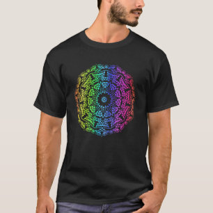 Regenboog Mandala Rosette Bloem Geometrische Yoga T-shirt