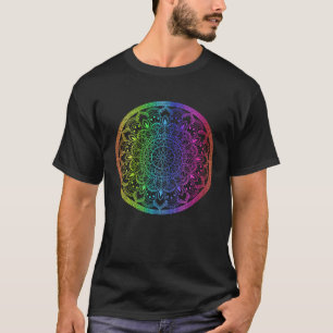 Regenboog Mandala Rosette Bloem Ronde Yoga Vibe Ze T-shirt