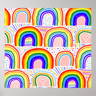 Regenboog Marker Illustratie: kinderlijk naadloos Poster
