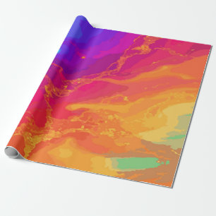 Regenboog Marmer Patroon met Gouden Accenten – Lux Cadeaupapier