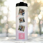 Regenboog Marmer Trendy Fotocollage Monogram Thermosbeker
