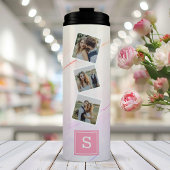 Regenboog Marmer Trendy Fotocollage Monogram Thermosbeker