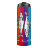 Regenboog Maximalist Sardine Art Custom Name Thermosbeker (Voorkant)