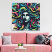 Regenboog Medusa Canvas Afdruk (Insitu (Woonkamer))
