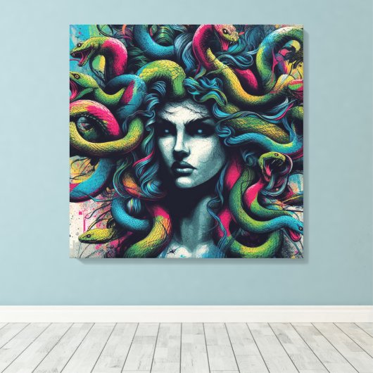 Regenboog Medusa Canvas Afdruk (Insitu (Houten vloer))