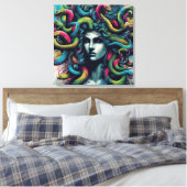 Regenboog Medusa Canvas Afdruk (Insitu (Slaapkamer))