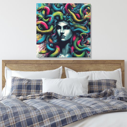 Regenboog Medusa Canvas Afdruk (Insitu (Slaapkamer))