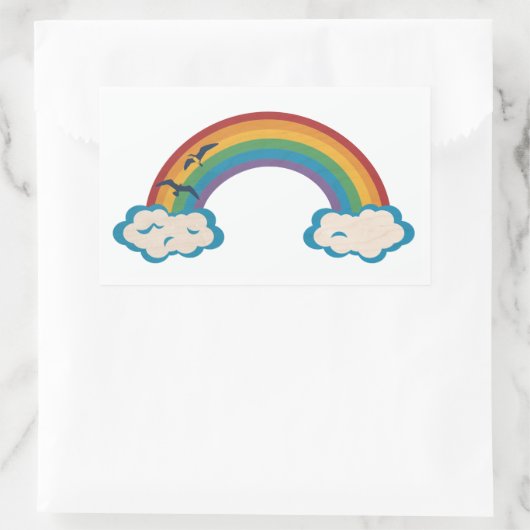 Regenboog meeuwen en wolken rechthoek rechthoekige sticker (Tas)