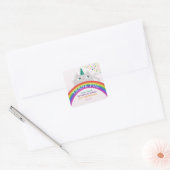 Regenboog meisje verjaardag dank u vierkante sticker (Envelop)