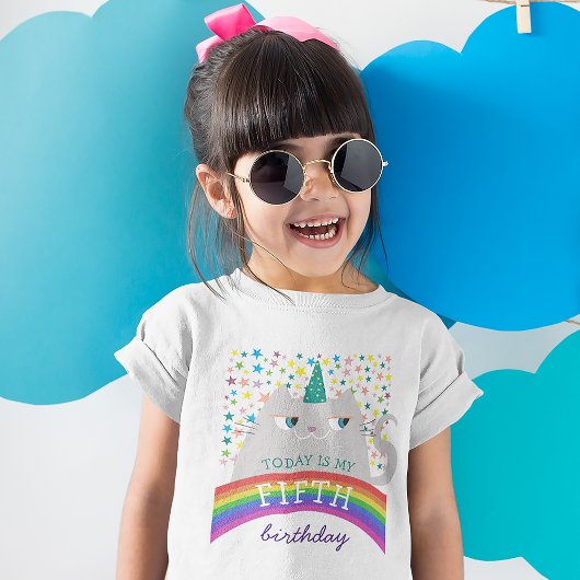 Regenboog meisje verjaardag t-shirt