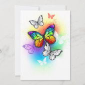 Regenboog meisje vlinder 1e verjaardag kaart (Achterkant)