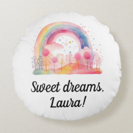 Regenboog, meisjes, peutergift, zoete dromen, rond kussen