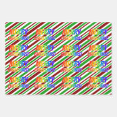 Regenboog "MERRY CHRISTMAS!", kerststrepen Inpakpapier Vel (Voorkant)