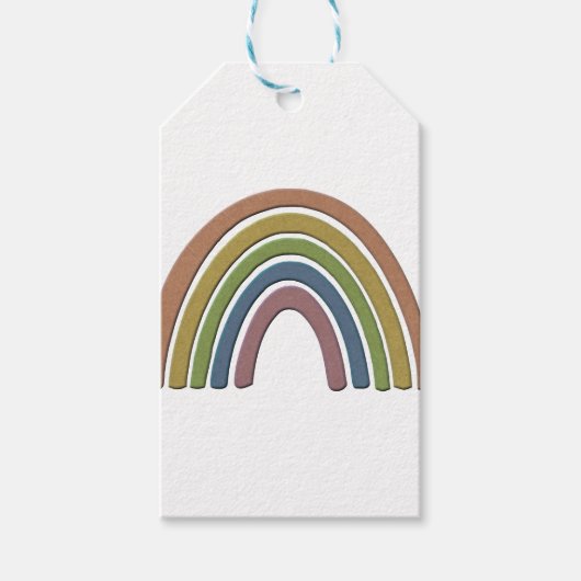 Regenboog met bijtende papiertextuur cadeaulabel (Voorkant)