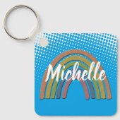 Regenboog met bijtende papiertextuur sleutelhanger (Voorkant)