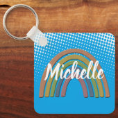 Regenboog met bijtende papiertextuur sleutelhanger (Voorkant)