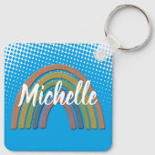 Regenboog met bijtende papiertextuur sleutelhanger (Achterkant)