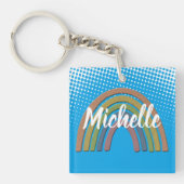Regenboog met bijtende papiertextuur sleutelhanger (voorkant)