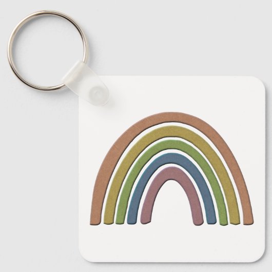 Regenboog met bijtende papiertextuur sleutelhanger (Voorkant)