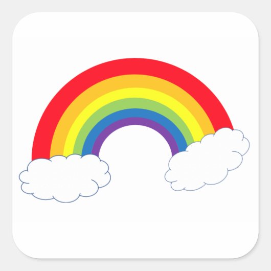 Regenboog met Clouds Sticker (Voorkant)