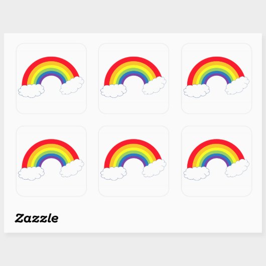 Regenboog met Clouds Sticker (Vel)
