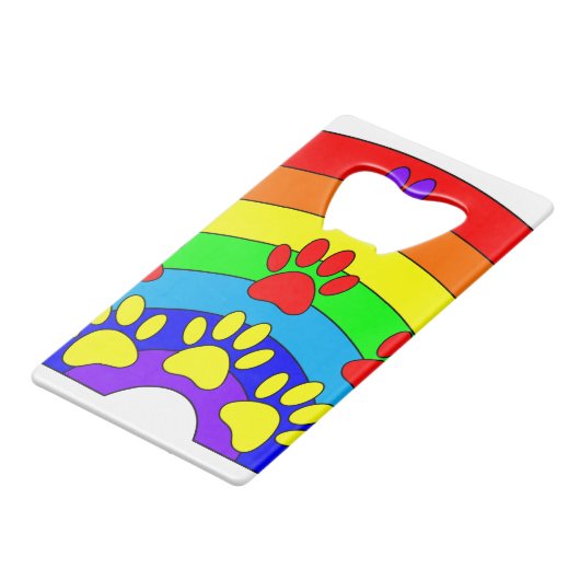 Regenboog met dogverf creditkaart flessenopener (Voorkant Gekanteld)