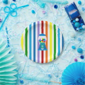 Regenboog met een blauwe gumbalmachine papieren bordje (Feest)