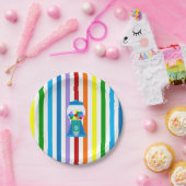 Regenboog met een blauwe gumbalmachine papieren bordje (Feest)