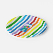 Regenboog met een blauwe gumbalmachine papieren bordje (Gekanteld)