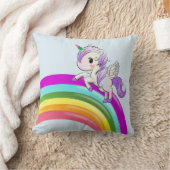 Regenboog met Eenhoorn Girly Sierkussen (Deken)