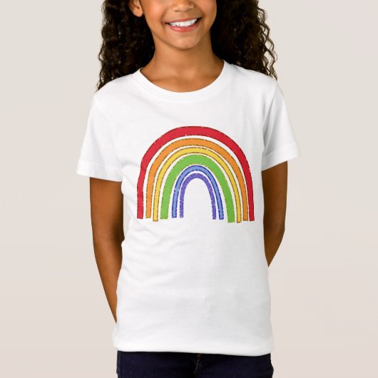 Regenboog met faux glitter t-shirt (Voorkant)