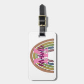 Regenboog met Faux Rustic Paper Texture, aangepast Bagagelabel (Voorkant verticaal)