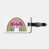 Regenboog met Faux Rustic Paper Texture, aangepast Bagagelabel (Achterkant horizontaal)