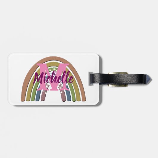 Regenboog met Faux Rustic Paper Texture, aangepast Bagagelabel (Achterkant horizontaal)