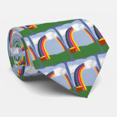 Regenboog met gouden Cartoon kunst Stropdas (Opgerold)