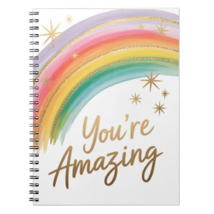 Regenboog met gouden glitter en "Je bent geweldig" Notitieboek