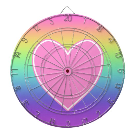Regenboog met Hart Dartboard Dartbord (Voorkant)