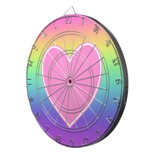 Regenboog met Hart Dartboard Dartbord (Voorkant Rechts)