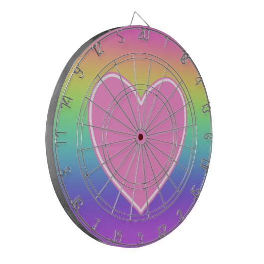 Regenboog met Hart Dartboard Dartbord (Voorkant Links)