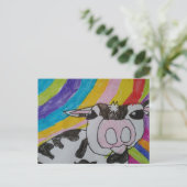 Regenboog met Holstein Cow Briefkaart (Staand voorkant)