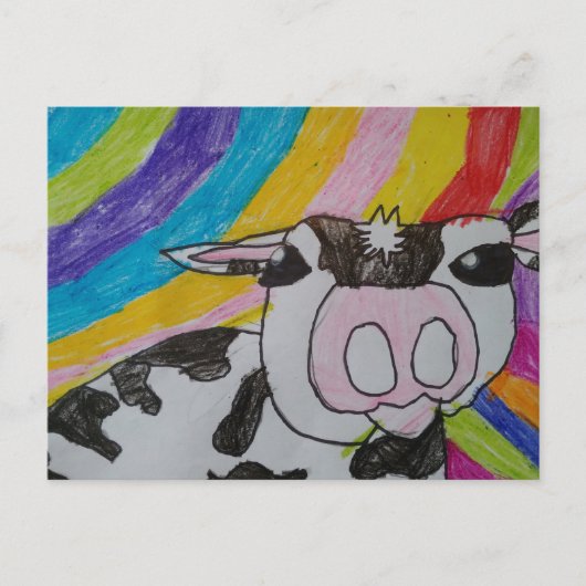 Regenboog met Holstein Cow Briefkaart (Voorkant)
