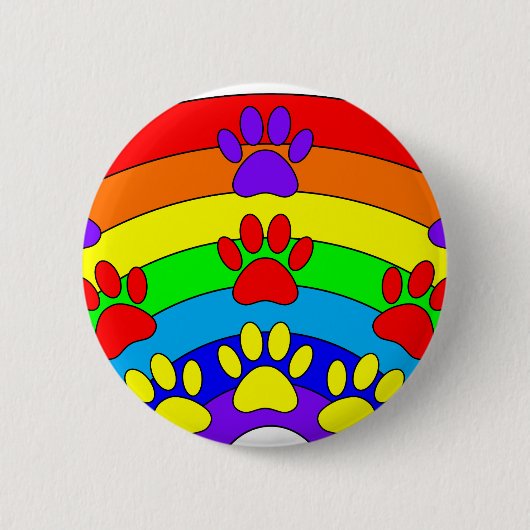 Regenboog Met Hondenpootafdrukken Ronde Button 5,7 Cm (Voorkant)