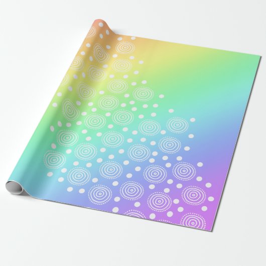Regenboog met leuke cirkels inpakpapier (Uitgerold)