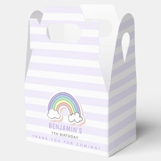Regenboog met luchtleder, gestripte kinderen, zate bedankdoosjes (Geopend)