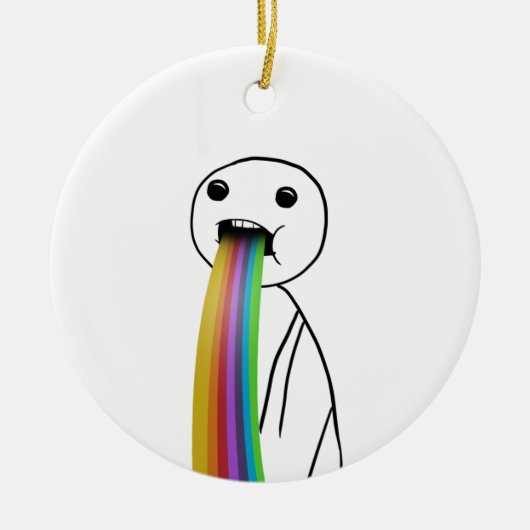 Regenboog met meme keramisch ornament (Voorkant)