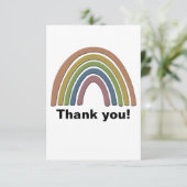Regenboog met namaak ruw papier textuur bedankkaart (Staand voorkant)