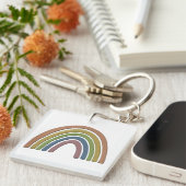 Regenboog met neprelatie papierstructuur sleutelhanger (Voorkant Rechts)