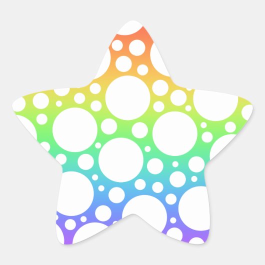 Regenboog met Polka Dots Ster Sticker (Voorkant)