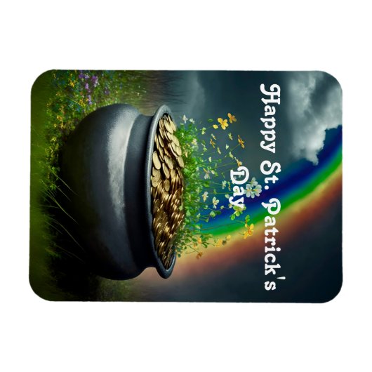 Regenboog met pot van gouden flexibele magneet (Horizontaal)