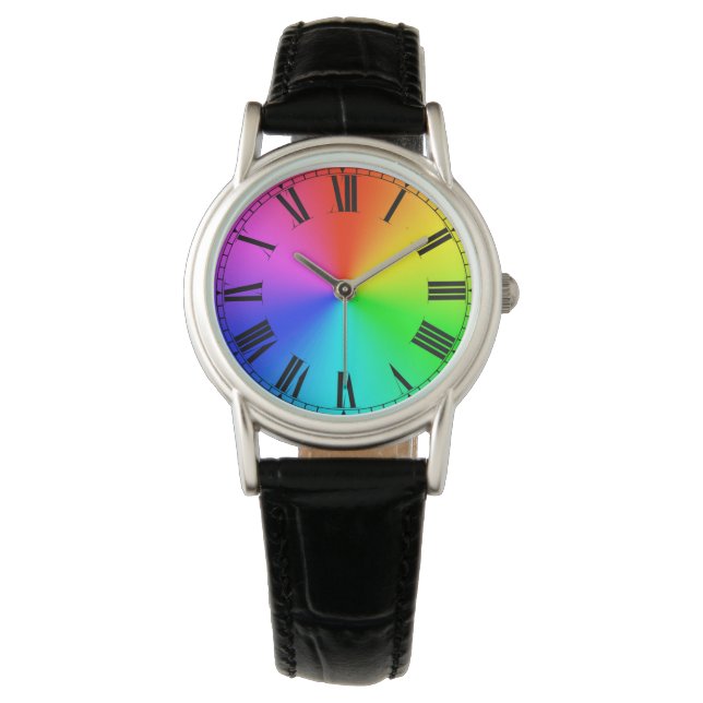 Regenboog met Romeinse wijzerplaat Horloge (Voorkant)